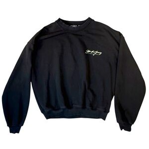 Vanquish Fitness Black Oversize Heavy Black Crew Neck Sweater Size Medium